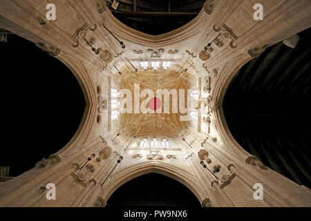 Underside of the bell tower and four spred crossing tower at St Sampson Church, Cricklade, Wiltshire, England, UK Stock Photo