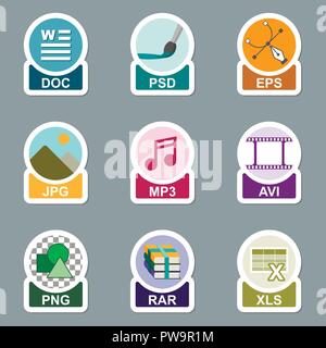 Set of file type icons Stock Vector