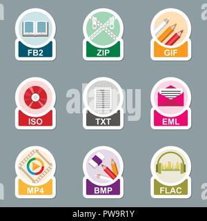 Set of file type icons Stock Vector