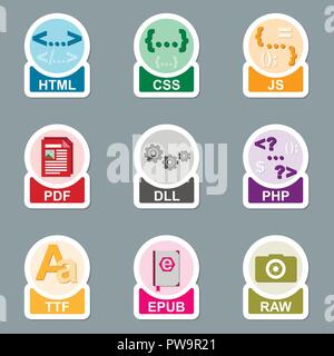 Set of file type icons Stock Vector