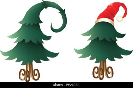 Christmas tree isolated on transparent background. Swedish Gnome style Stock Vector