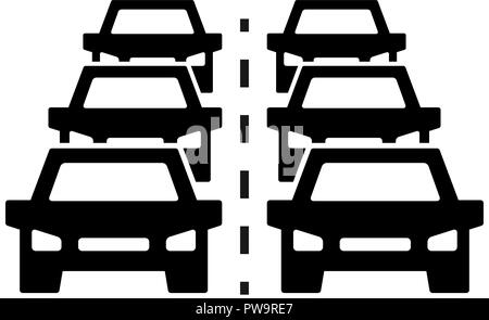 Car traffic jam vector icon, symbol and sign illustration on white background. Stock Vector