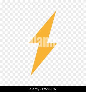 Vector lightning bolt, flash icon. Thunder symbol and sign illustration on transparent background Stock Vector