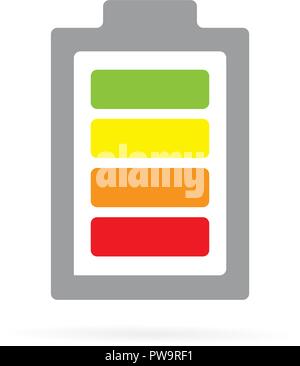 Vector colored battery icon. Fully charged accumulator symbol and sign illustration Stock Vector