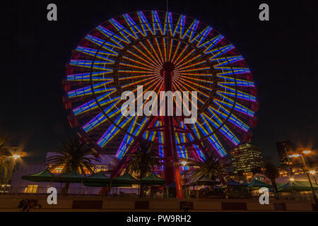 Night view of ferris wheel at Kobe Harborland, a shopping and entertainment area at Kobe Port, Japan. Stock Photo