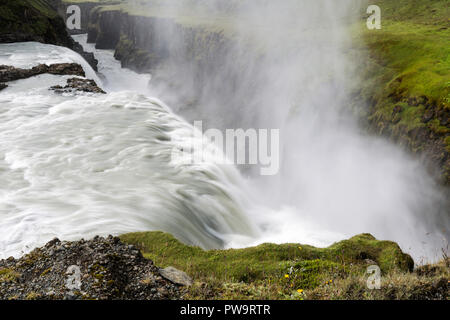 Gullfoss, 'Golden Falls', a waterfall located in the canyon of the Hvítá river in southwest Iceland Stock Photo