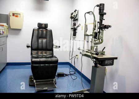 Miami Beach Florida,Mount Mt. Sinai Medical Center,hospital,healthcare,ophthalmologist,ophthalmology,vision,exam room,chair,scope,medical equipment,in Stock Photo
