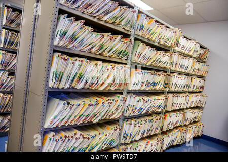 Miami Beach Florida,Mount Mt. Sinai Medical Center,hospital,healthcare,medical records,filing,cabinets,folders,patient information,privacy,confidentia Stock Photo
