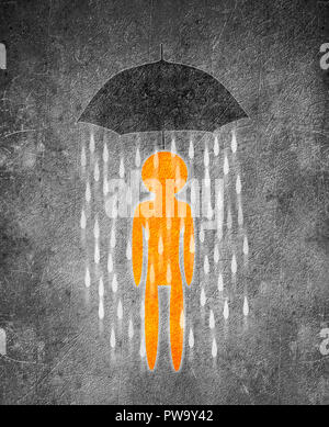 human figure and umbrella conceptual digital illustration Stock Photo