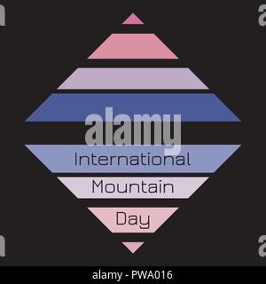 International Mountain Day. The concept of ecological and social holiday. Triangle - symbolic mountain and its reflection in the water. Event name Stock Vector