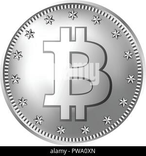 Bitcoin silver coin. Stock Vector