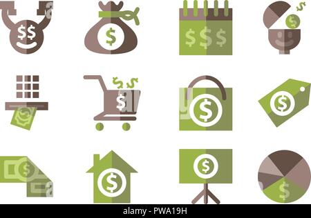 Money Template Flat Icon set Stock Vector