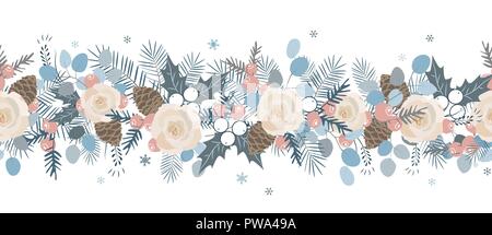 Christmas seamless garland. Vector hand drawn illustration. Stock Vector