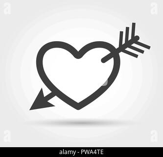 Heart with arrow icon. Cupid target vector symbol Stock Vector