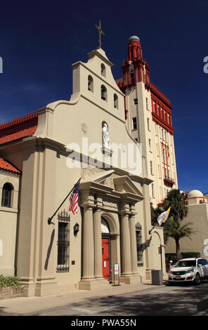 The historic Cathedral Basilica of St. Augustine, in north Florida, dates from the Spanish colonial era and is the seat of the city’s Catholic bishop Stock Photo