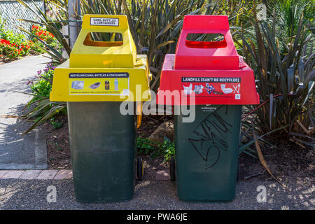 General waste and recyclable waste bins Stock Photo