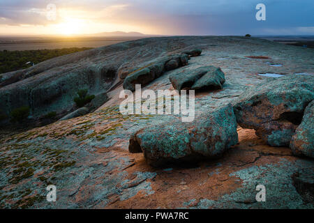 Weathered granite boulders on top of Pildappa Rock, Eyre Peninsula South Australia Stock Photo
