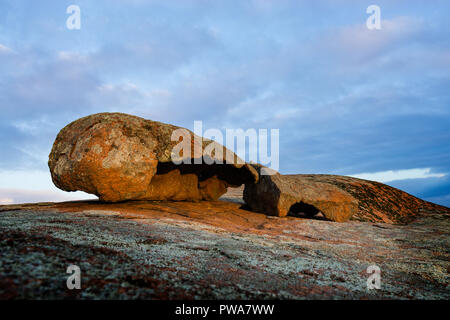Weathered granite boulders on top of Pildappa Rock, Eyre Peninsula South Australia Stock Photo