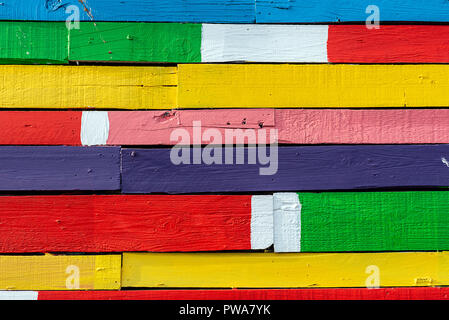 Background from a colorful plank wall Stock Photo