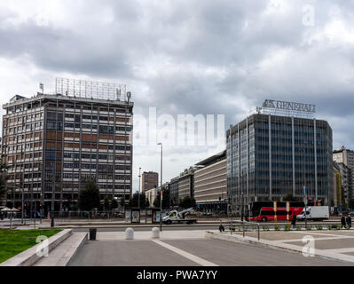 Milan Central Station - March 31: The GENERALI building  on March 31, 2018 in Milan, Italy. Stock Photo