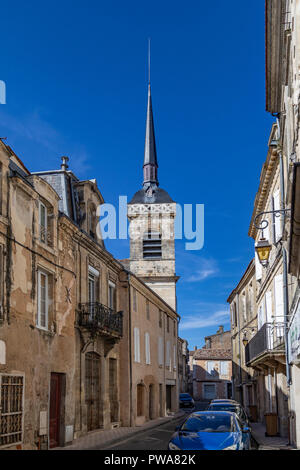 The Town Hall tower (Hotel de Ville) in the town of Blaye in the Nouvelle-Aquitaine region of France.