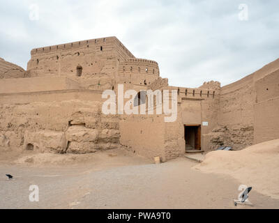 Narin Castle is a mud-brick fort in the desert town of Meybod, Iran. Stock Photo