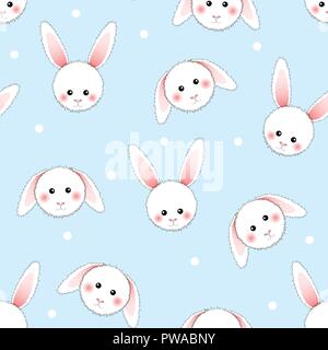 White Rabbit on Light Blue Background. Vector Illustration. Stock Vector