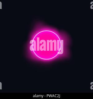 Red round frame with smoke. Shining circle banner. Isolated on black transparent background. Vector illustration Stock Vector
