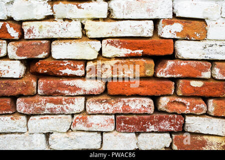 Rough brickwork with too large gaps between the bricks Stock Photo