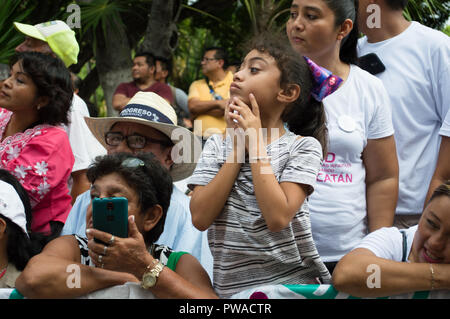 Supporters waiting for the arrival of Andres Manuel Lopez Obrador. Merida, Yucatan, 12 of October 2018. Stock Photo