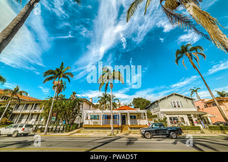 Clouds over Anapamu street in Santa Barbara, southern California Stock Photo
