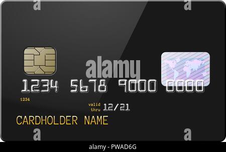 Highly detailed realistic glossy credit card. Front side mockup set. Place for your own design. Graphic design element for shopping advertisement, web shop payment method. Vector illustration Stock Vector