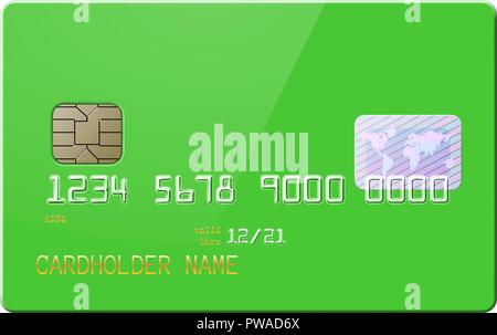 Highly detailed realistic glossy credit card. Front side mockup set. Place for your own degreen sign. Graphic design element for shopping advertisement, web shop payment method. Vector illustration Stock Vector