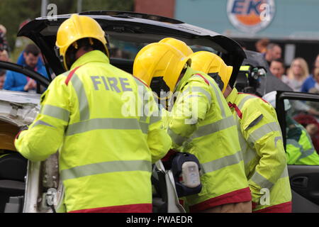 Fire Service demonstration to the public Stock Photo
