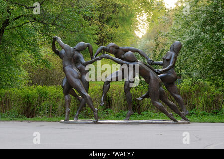 SAINT-PETERSBURG, RUSSIA - MAY 16, 2015: Sculptural group 'Dance' in the park of the Elagin Island. St. Petersburg. Stock Photo