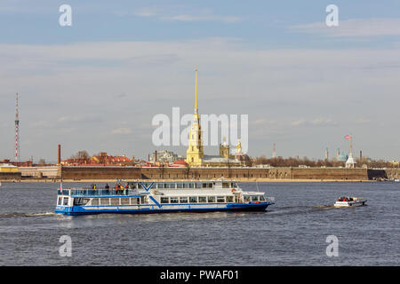 SAINT PETERSBURG, RUSSIA - APRIL 17, 2016: View of the Peter and Paul Fortress from Neva Stock Photo