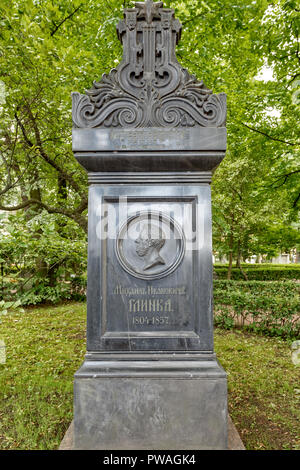 SAINT PETERSBURG, RUSSIA - JULY 23, 2013: Necropolis of Alexander Nevsky Lavra. Monument to Russian composer, music and public figure, Mikhail Glinka Stock Photo
