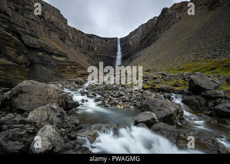 Hengifoss Waterfall in Eastern Iceland, in near of egilstadir Stock Photo