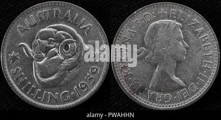 Shilling coin, Australia, 1959 Stock Photo