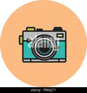 Photocamera vector line icon isolated on white background. Photocamera line icon for infographic, website or app. Scalable icon Stock Vector