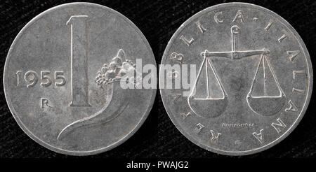 1 lira coin, Italy, 1955 Stock Photo