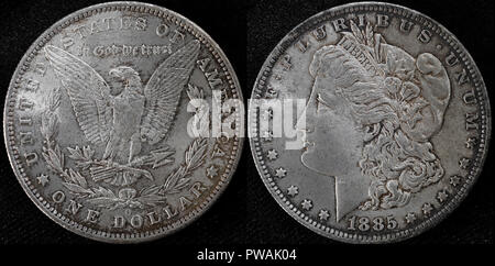 Morgan dollar coin, silver, USA, 1885 Stock Photo