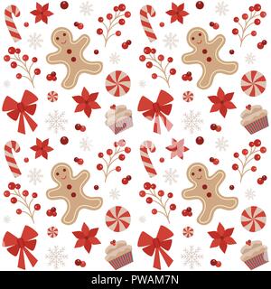 Christmas Seamless Pattern with Gingerbread Man Stock Vector