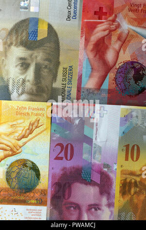 Swiss francs banknotes, Switzerland Stock Photo