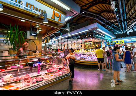 Interior of indoor market Mercat de Santa Caterina (Santa Caterina Market), Barcelona Spain Stock Photo