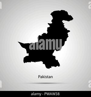 Pakistan country map, simple black silhouette Stock Vector