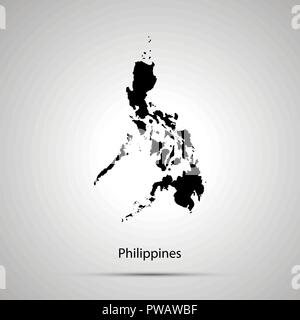 Philippines country map, simple black silhouette Stock Vector