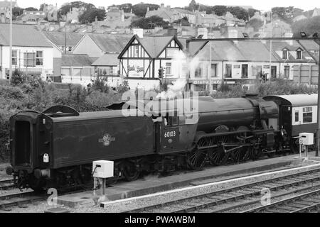 The Flying Scotsman. Holyhead Railway Station North Wales UK Stock Photo