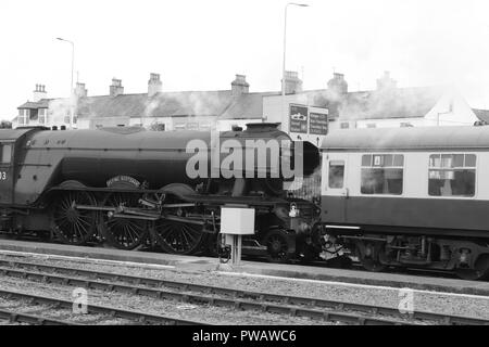 The Flying Scotsman. Holyhead Railway Station North Wales UK Stock Photo