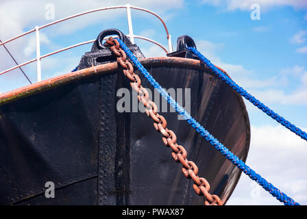An image of the bow of the Arctic Corsair, alongside on the river Hull in Kingston-upon-Hull, East Yorkshire, England. 27 August 2007. Stock Photo